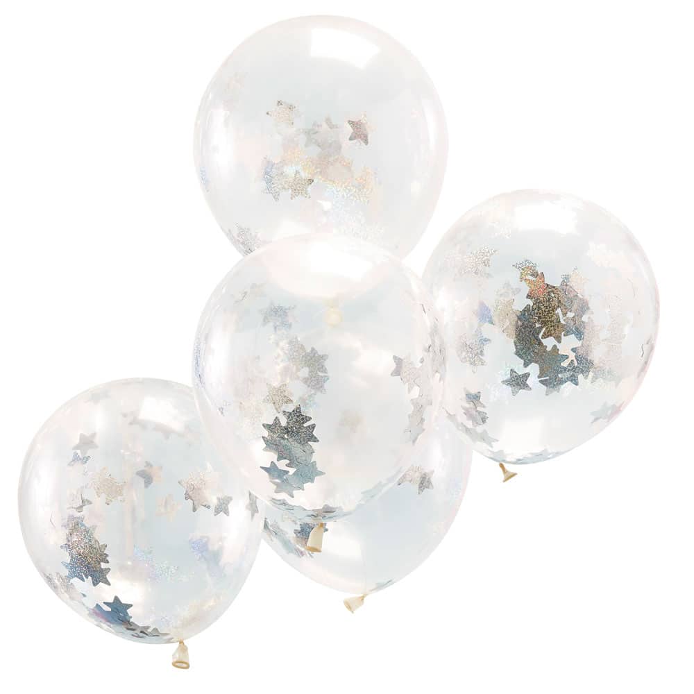 Ballonger med holografisk stjernekonfetti