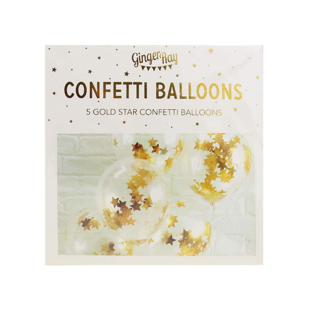 Ballonger med gullstjernekonfetti
