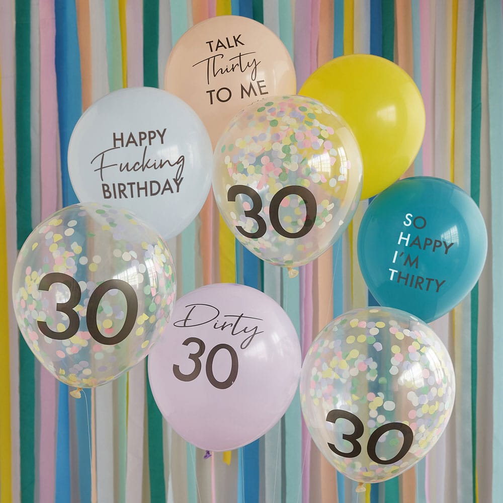 Flerfarget 'naughty' 30 årsdag ballonger