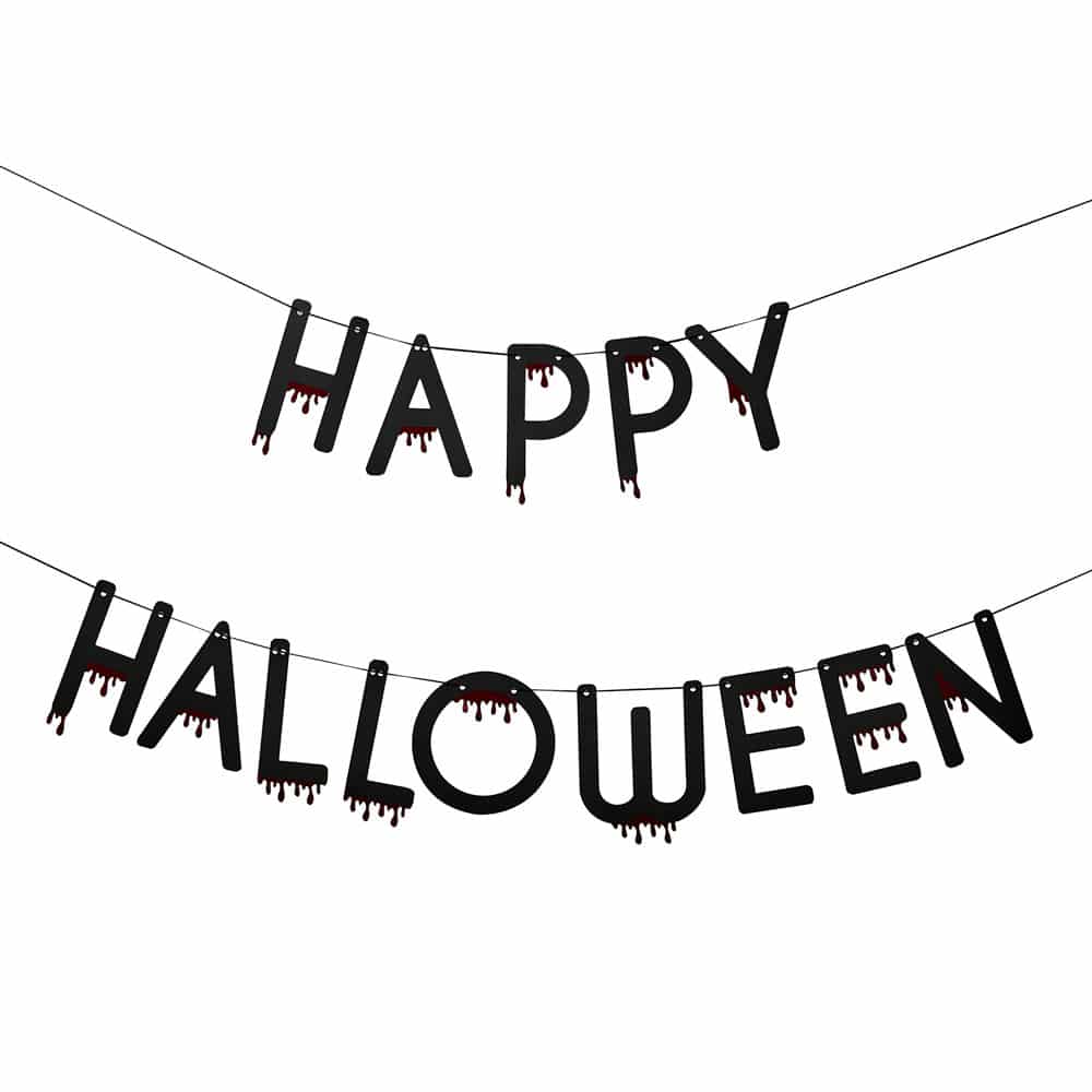 Halloween-banner med bloddrypende bokstaver i svart