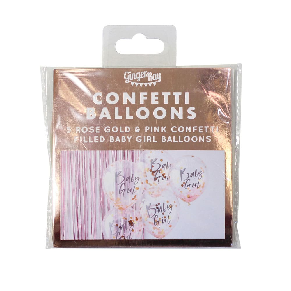 "Baby girl" ballonger med konfetti