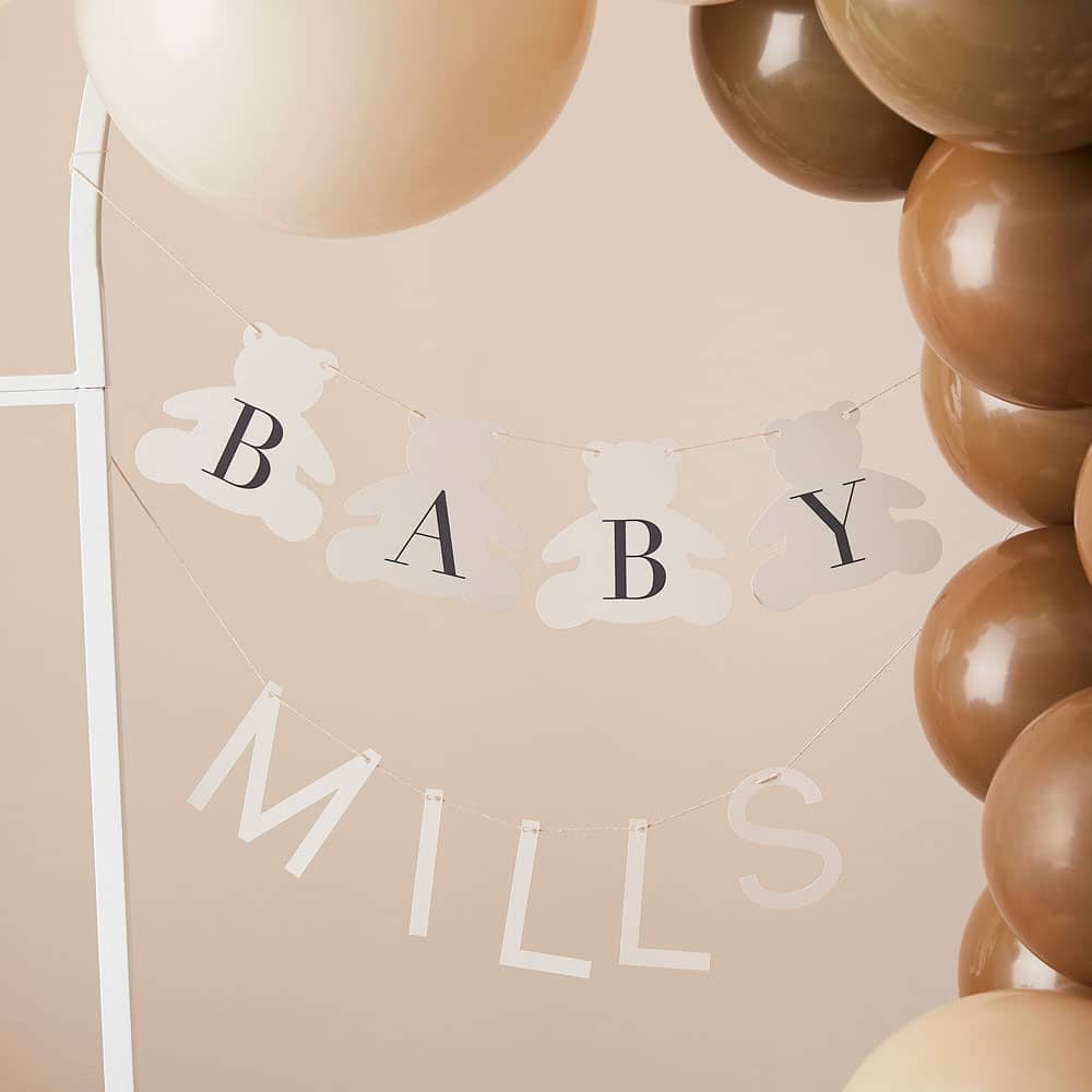 Tilpassbar babybanner i teddybjørnstil
