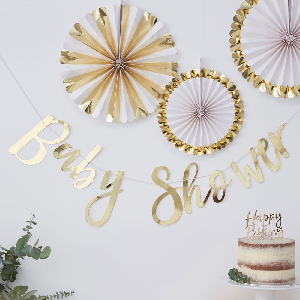 Babydusj-banner i gull