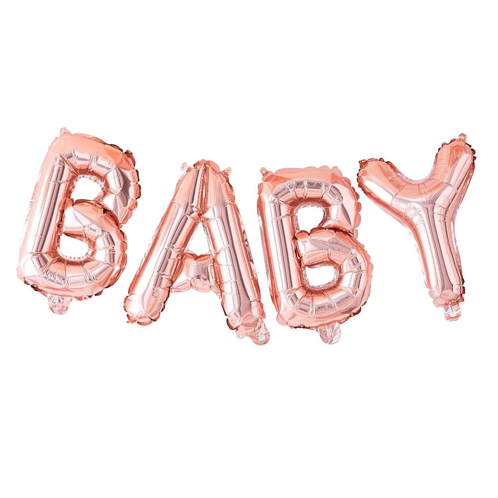 Baby Shower ballong-banner i roségull