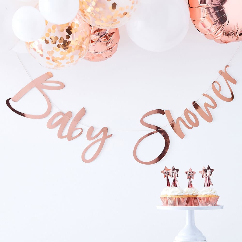 Baby Shower-banner i roségull