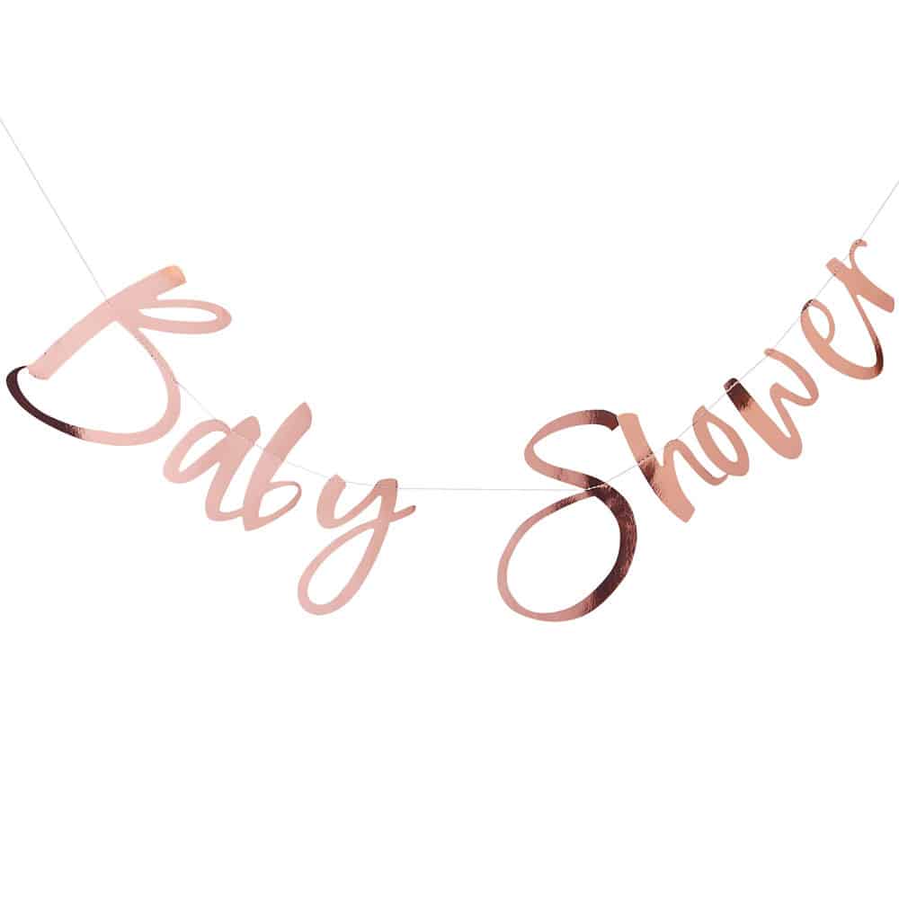 Baby Shower-banner i roségull