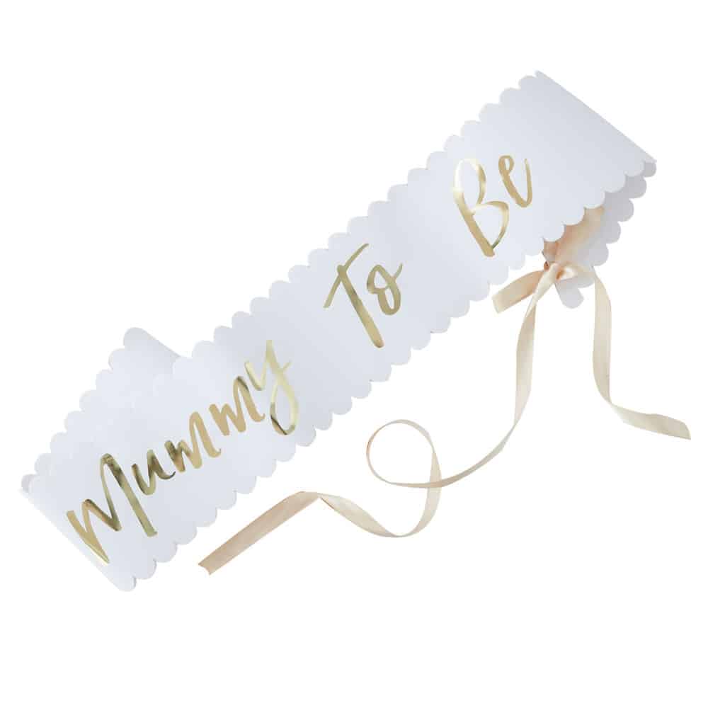 Gullfoliert «mummy-to-be»-bånd