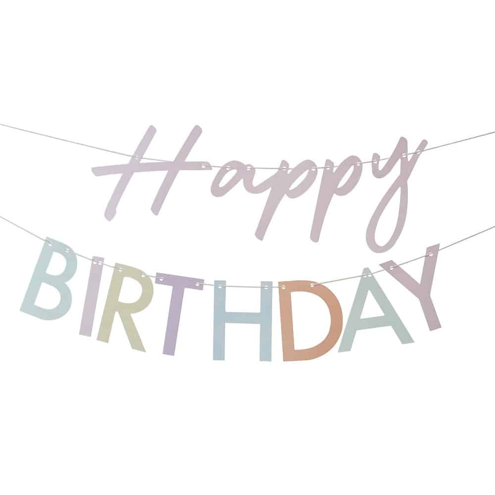 Happy birthday banner i pastell