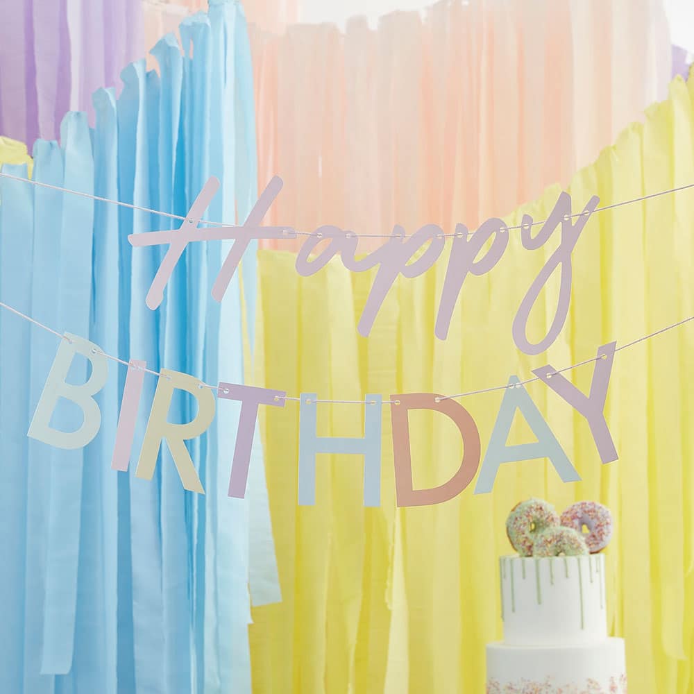 Happy birthday banner i pastell