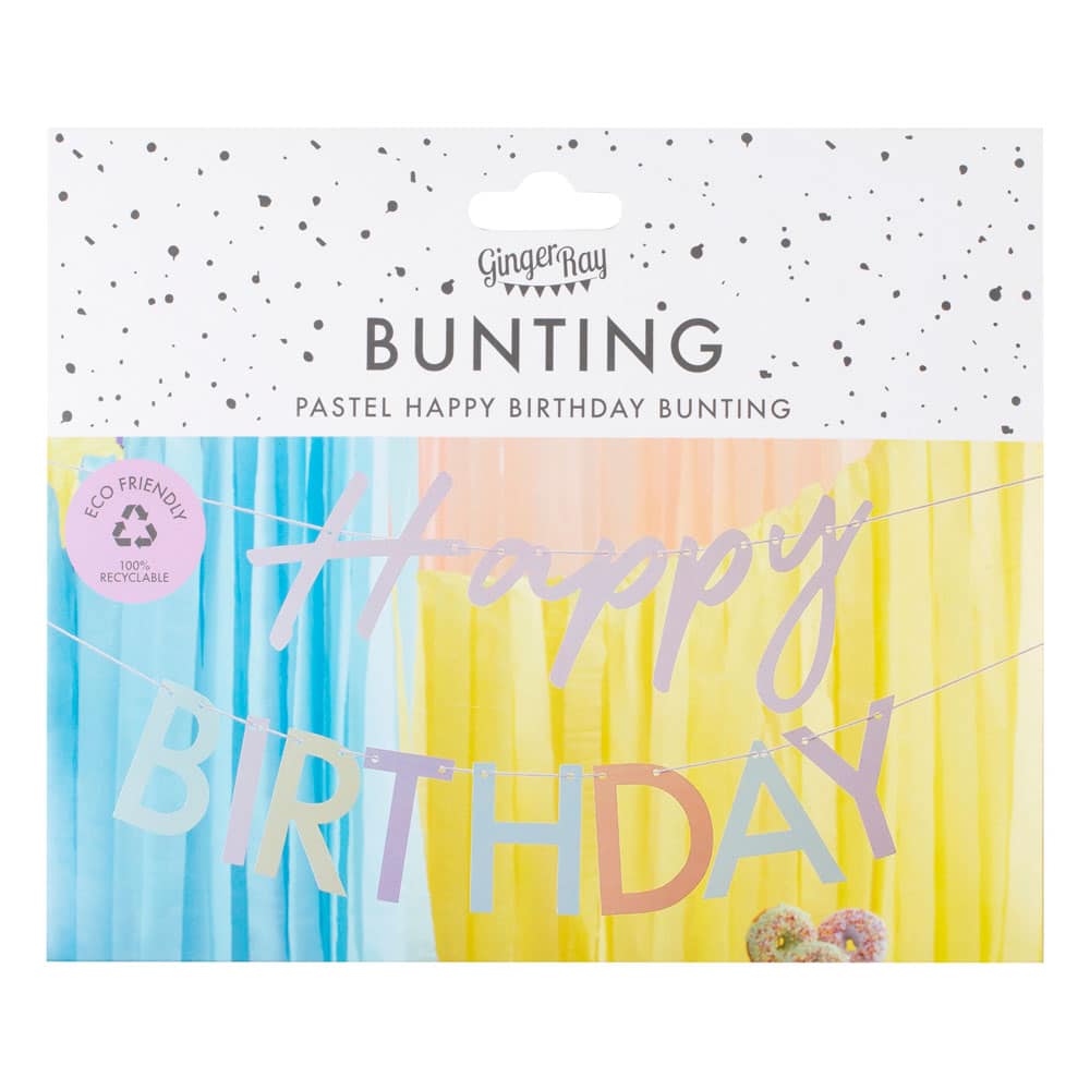 Happy birthday banner i pastell