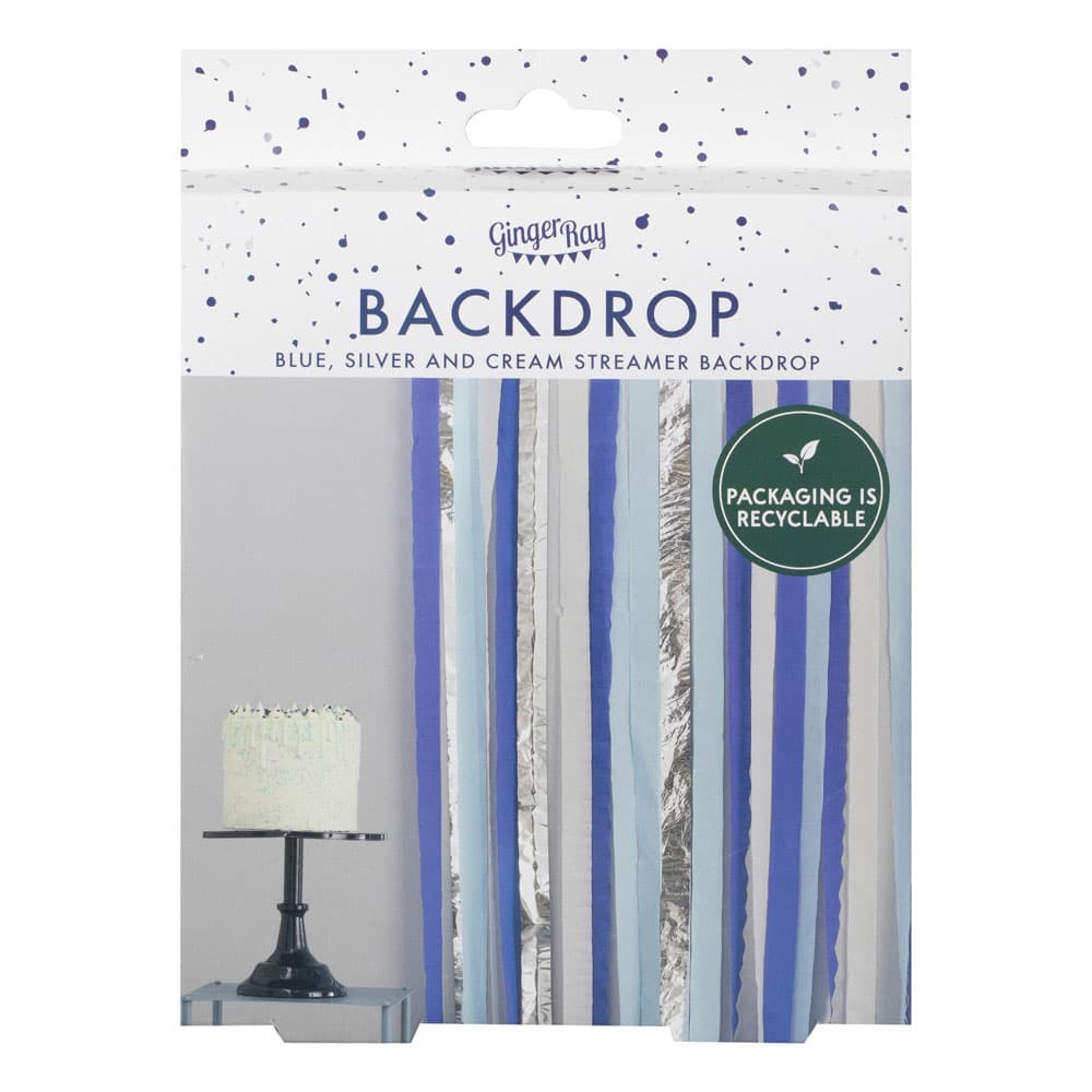 Crepe paper background in blue and silver