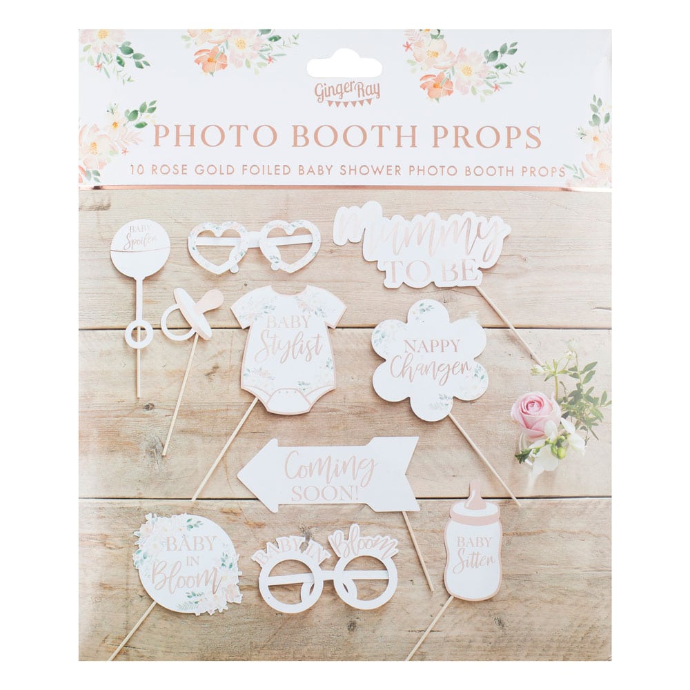 Baby shower rekvisitter i blomstertema