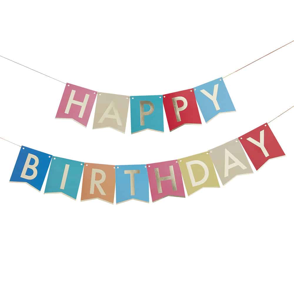 Happy Birthday flerfargede flagg bursdagsbanner