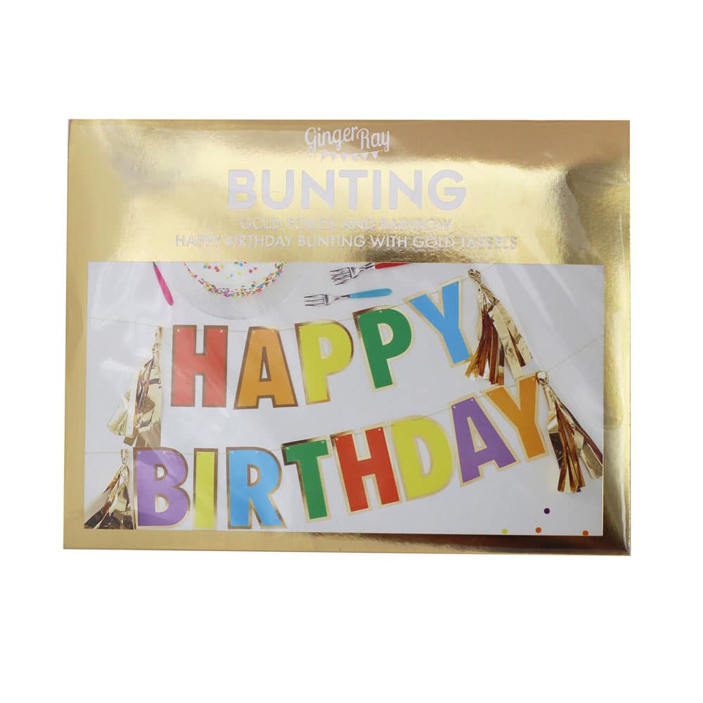 Happy Birthday regnbuefarget bursdags-banner med dusker