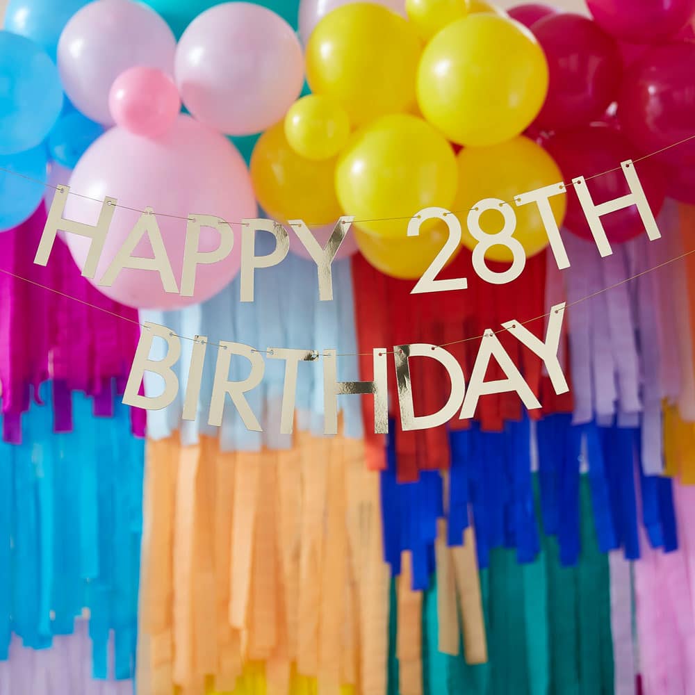 Happy birthday personlig tilpassbar bursdags-banner i gull
