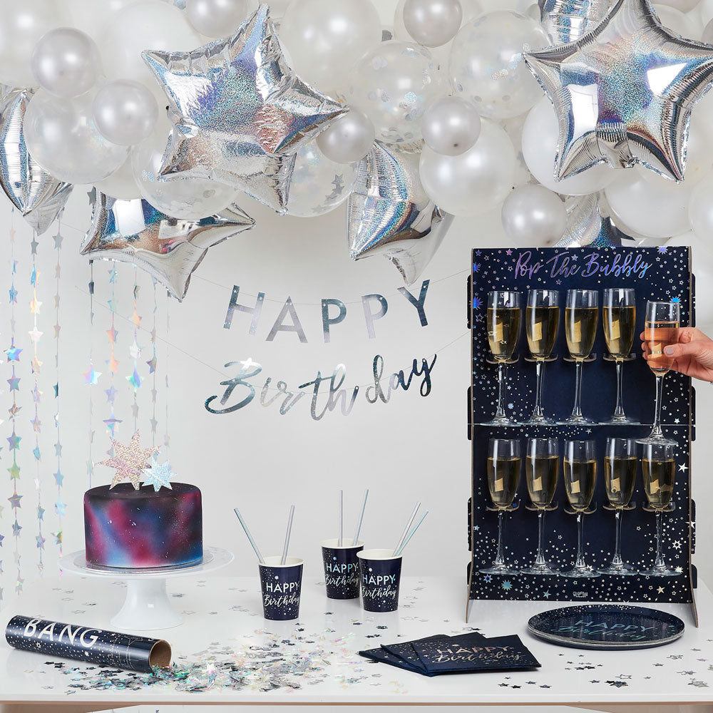 Happy birthday personlig tilpassbar iriserende bursdagsbanner