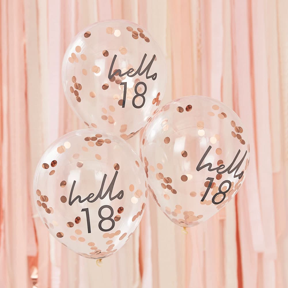 Hei 18-årsbursdagsballonger med konfetti