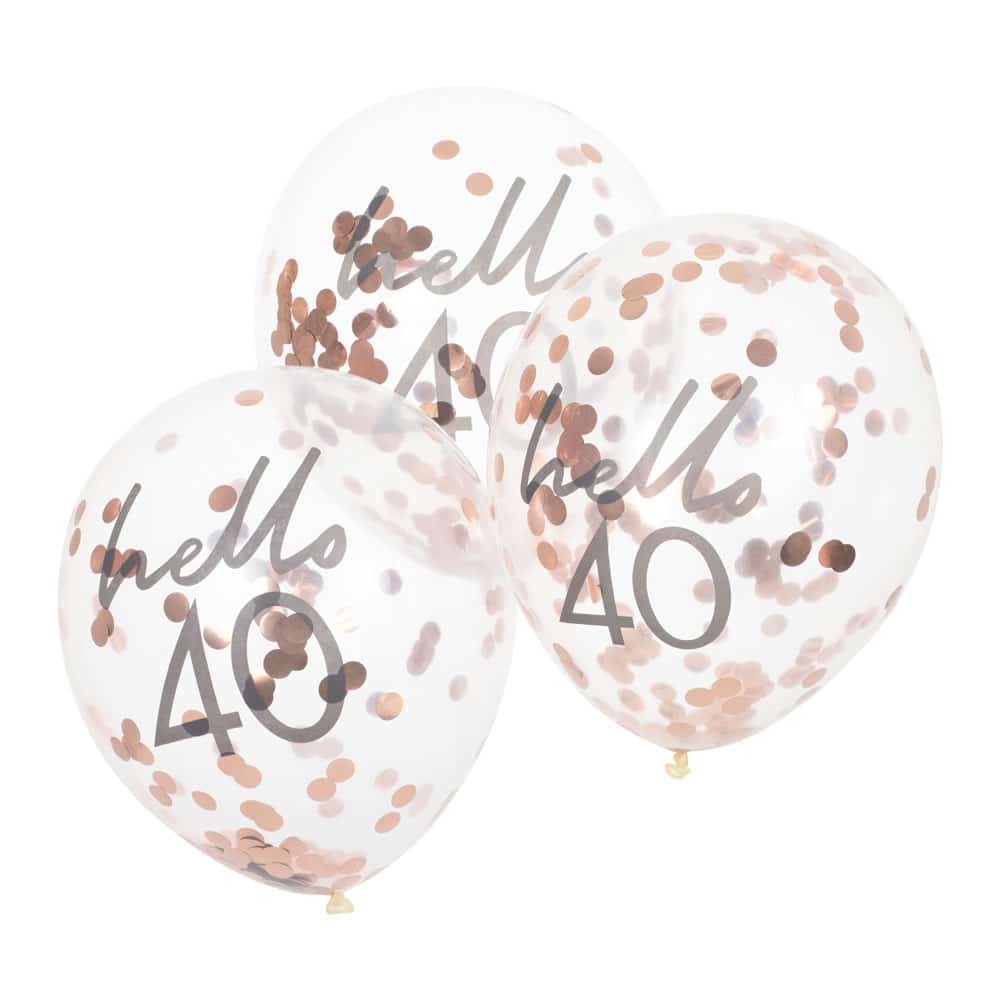 Hello 40-års bursdagsballonger med konfetti