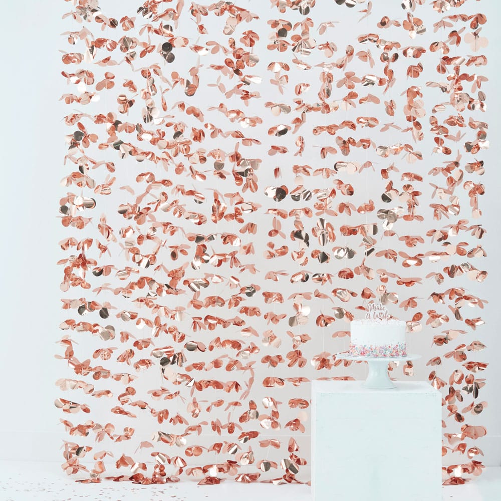 Hanging flowers background - Rose gold foiled