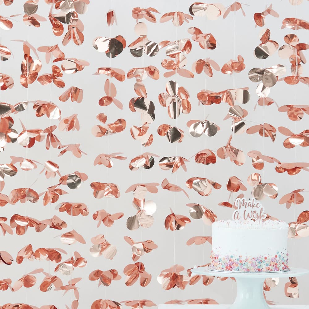 Hanging flowers background - Rose gold foiled