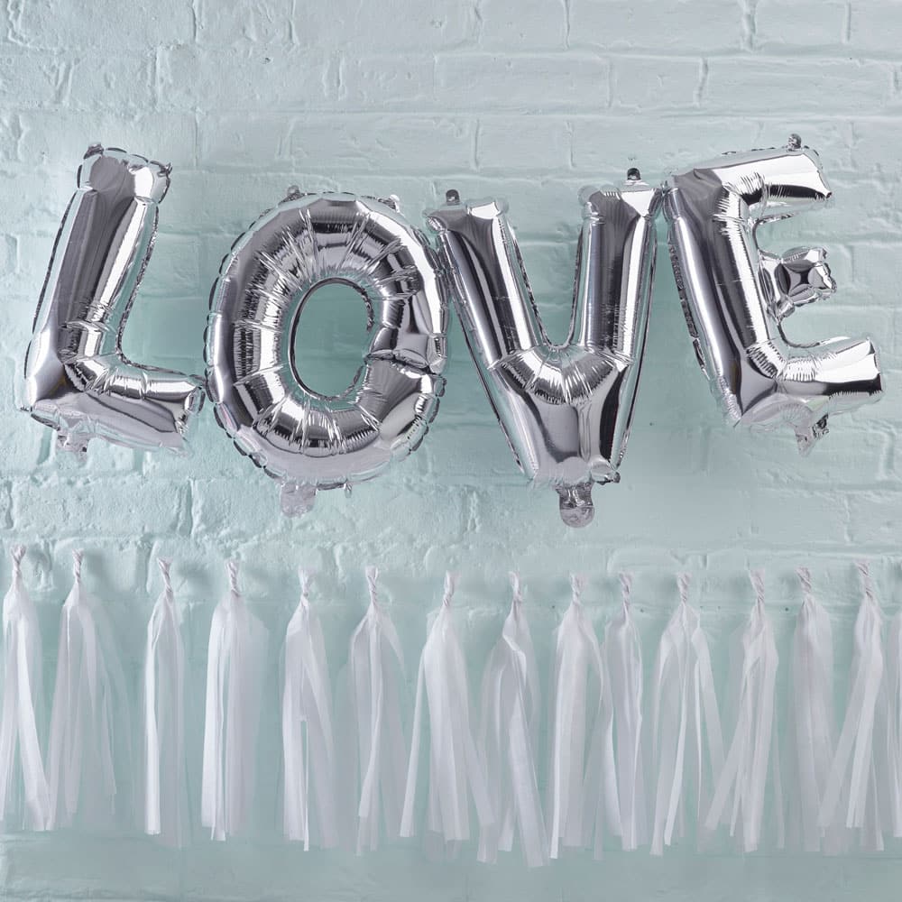 Love ballong-banner i sølv