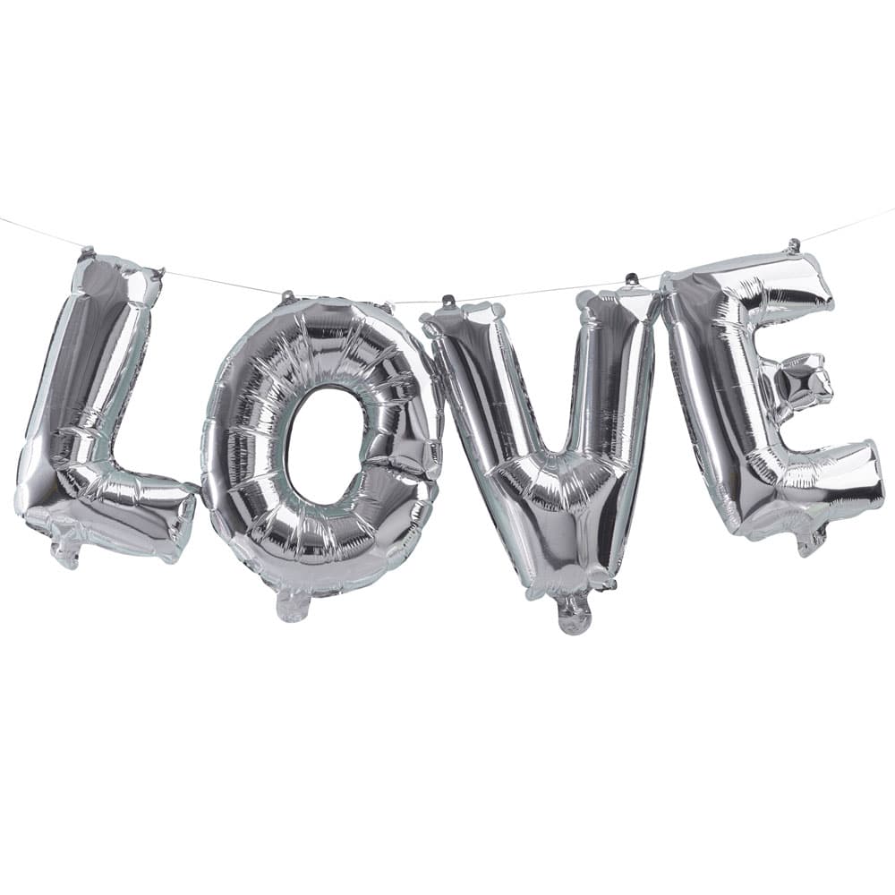 Love ballong-banner i sølv