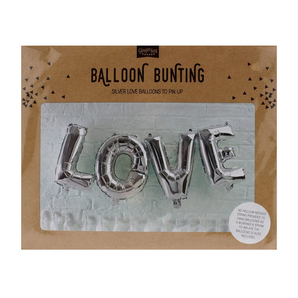 Love ballong-banner i sølv