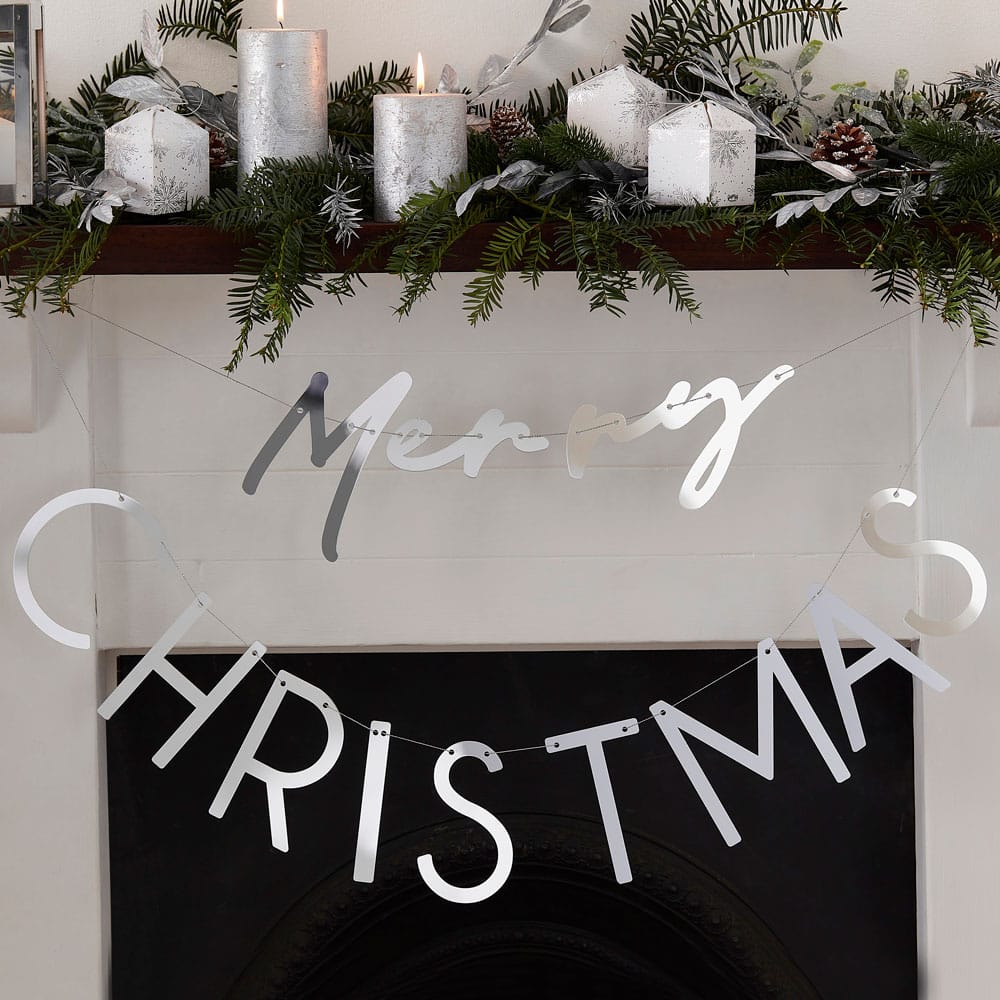 God jul-banner i sølv
