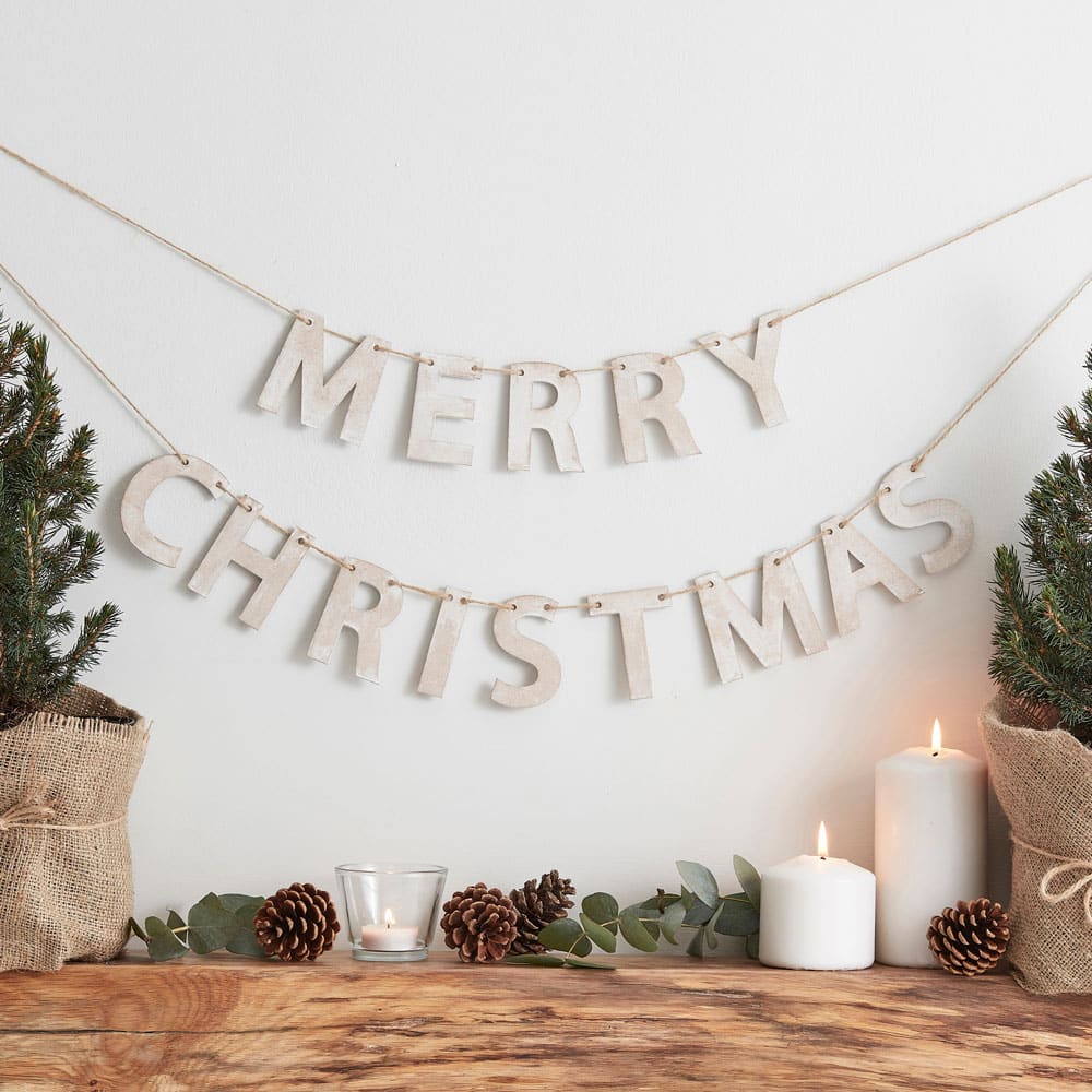 God jul-banner av rustikt tre