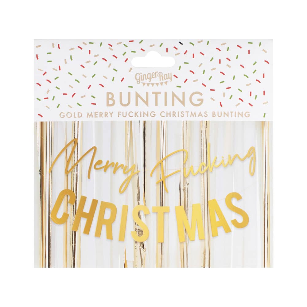«Merry Fucking Christmas»-banner i gull