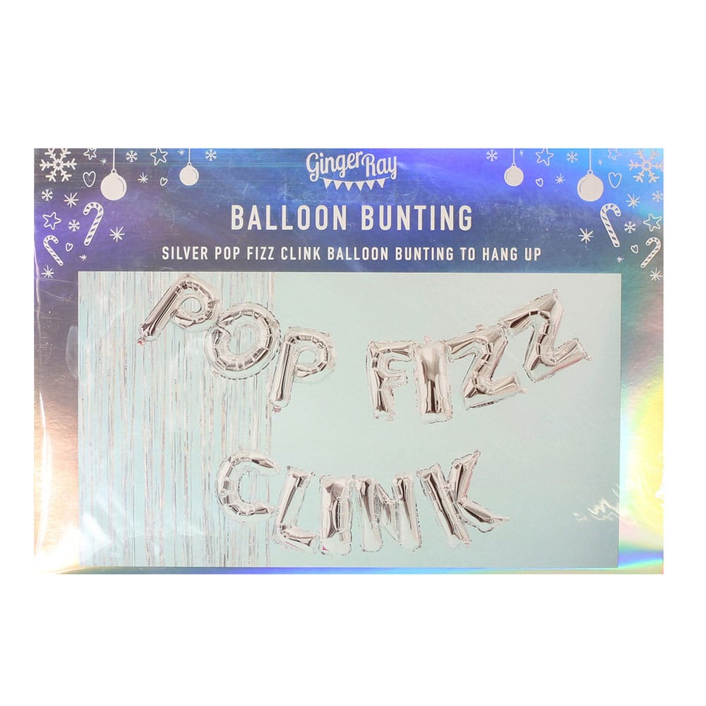 Pop Fizz Clink ballongbanner i sølv