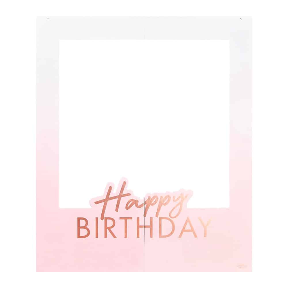 Rose gold-foiled pink birthday frame with customizable text