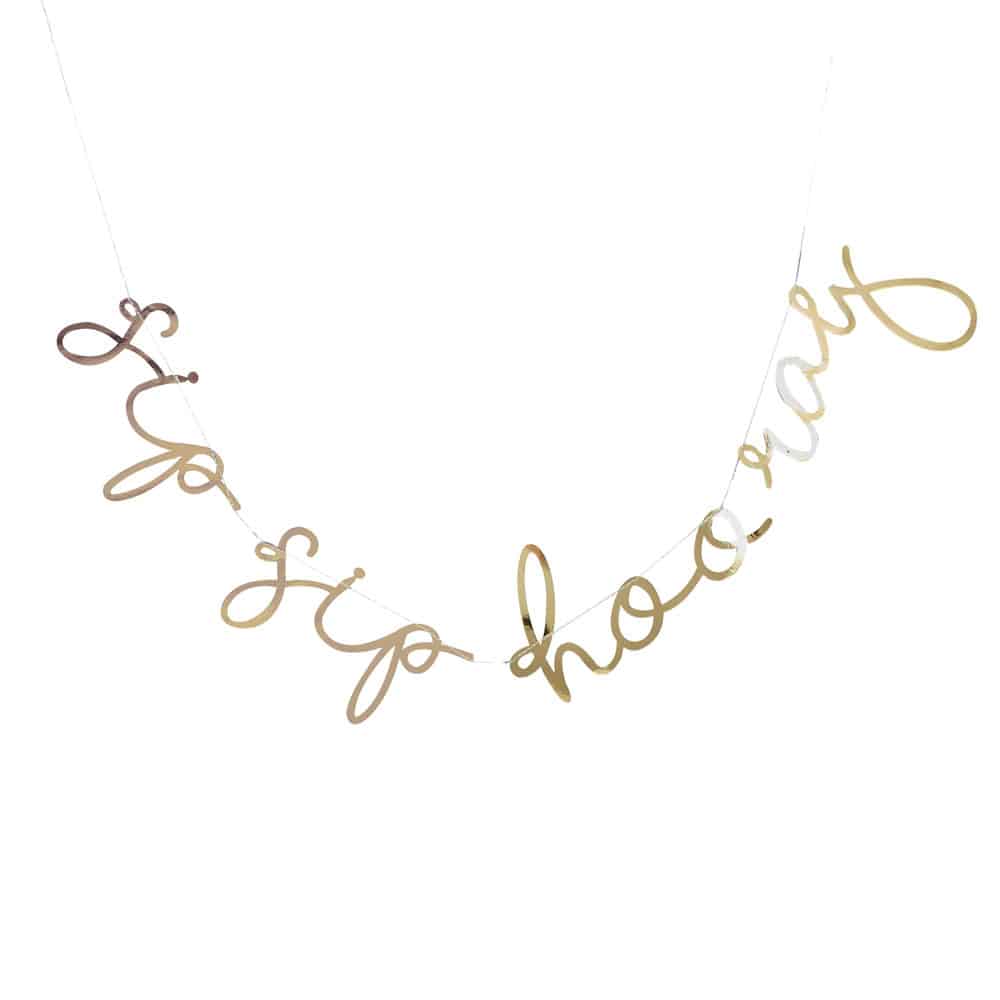 Sip Sip Hooray-banner i gull