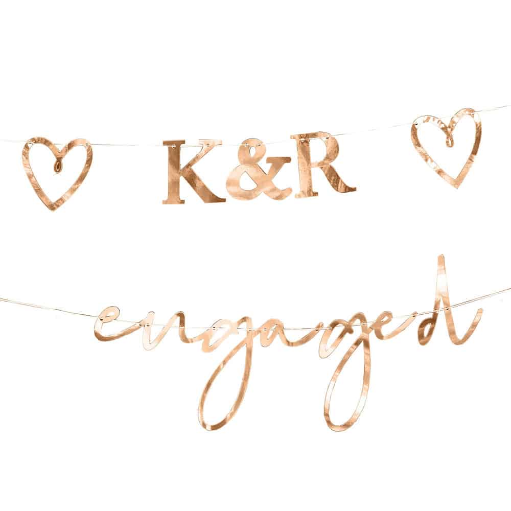 Personalized Rose Gold Engagement Banner
