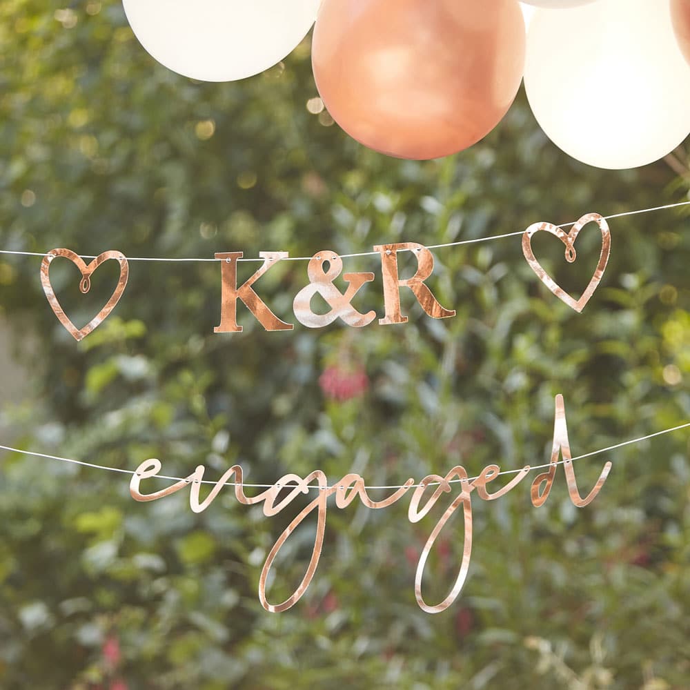 Personalized Rose Gold Engagement Banner