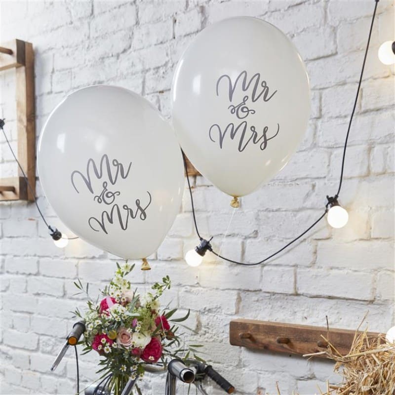 Hvite ‘Mr&Mrs’ Ballonger