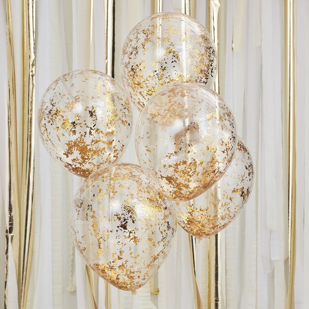 Balloons with "torn" gold confetti