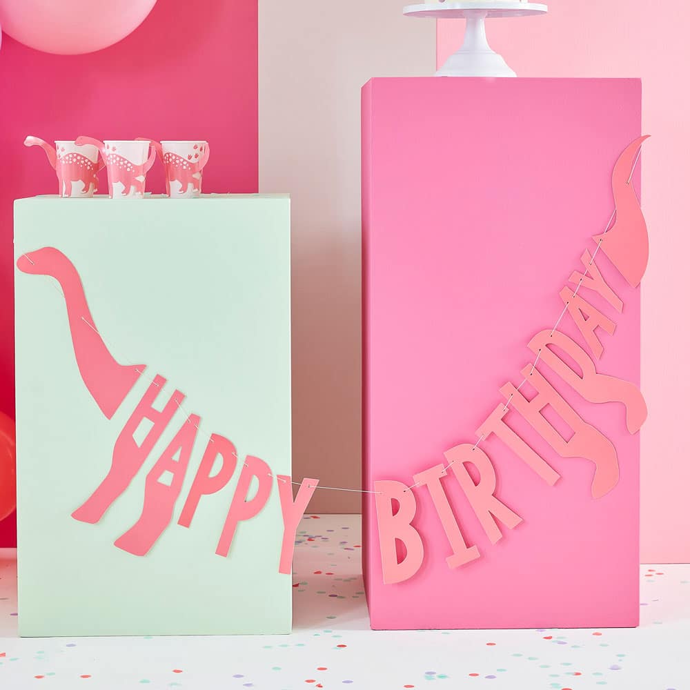 Rosa dinosaur Bursdagsbanner