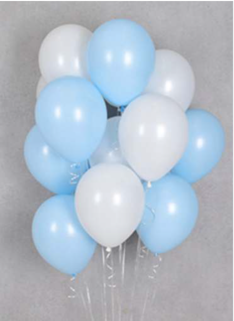 Hvit og blå ballonger