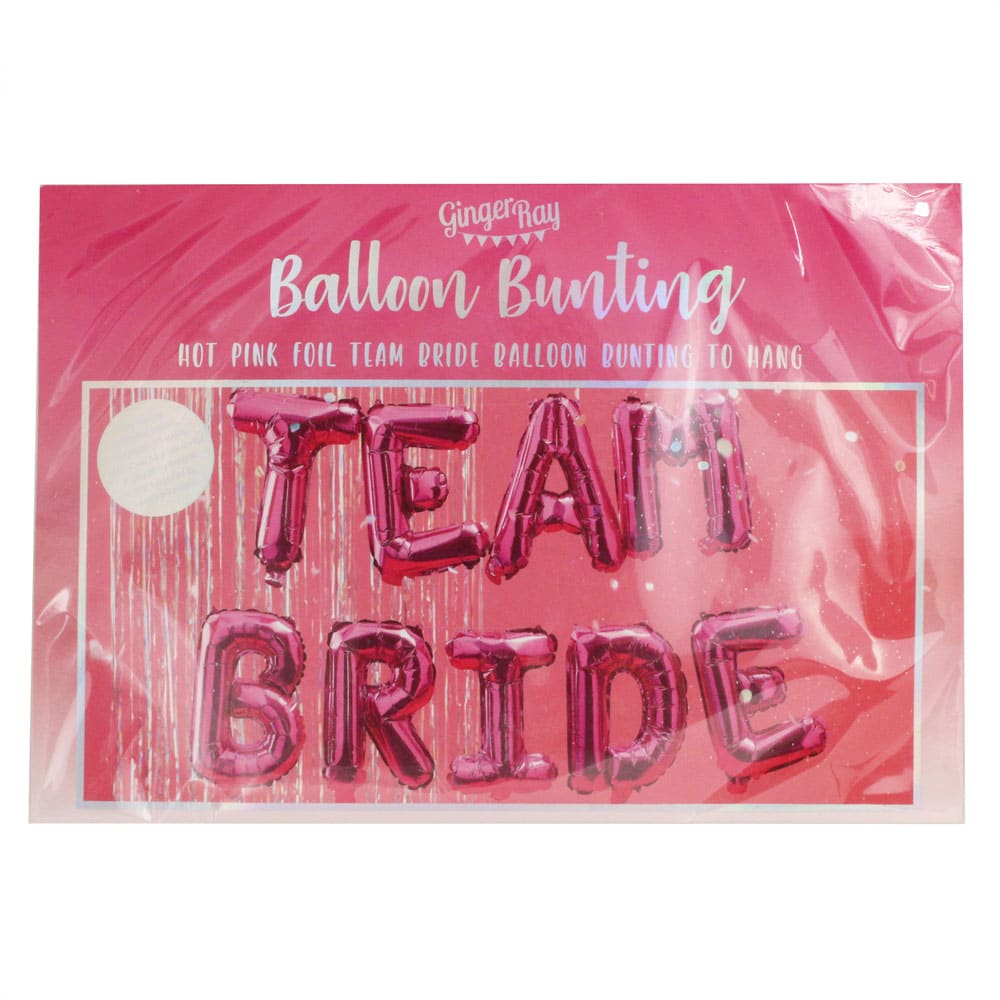 'Team Bride' banner i rosa ballong bokstaver