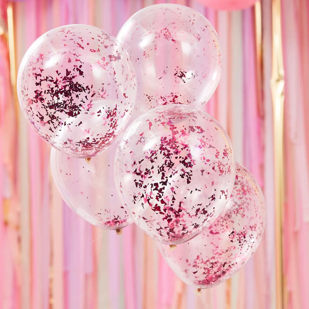 Balloons with pink confetti