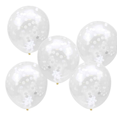Gjennomsiktige ballonger med hvit konfetti