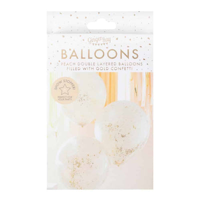 Fersken ballonger med konfetti