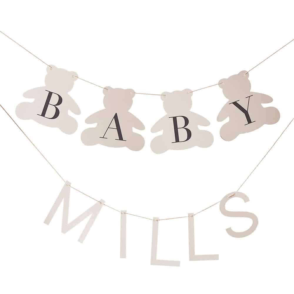 Tilpassbar babybanner i teddybjørnstil