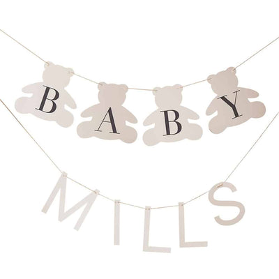 Tilpassbar babybanner i teddybjørnstil