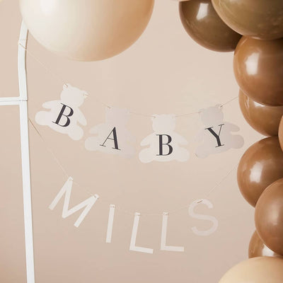 Tilpassbar babybanner i teddybjørnstil