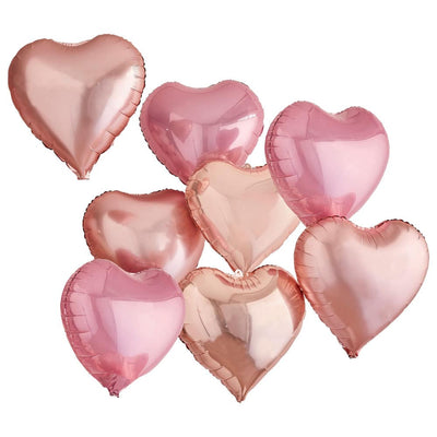 Heart balloons in rose gold and gold with customizable stickers