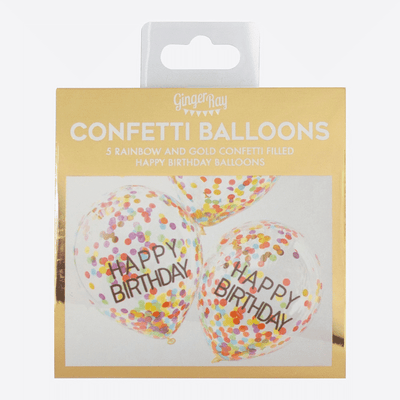Happy Birthday-ballonger med regnbuekonfetti