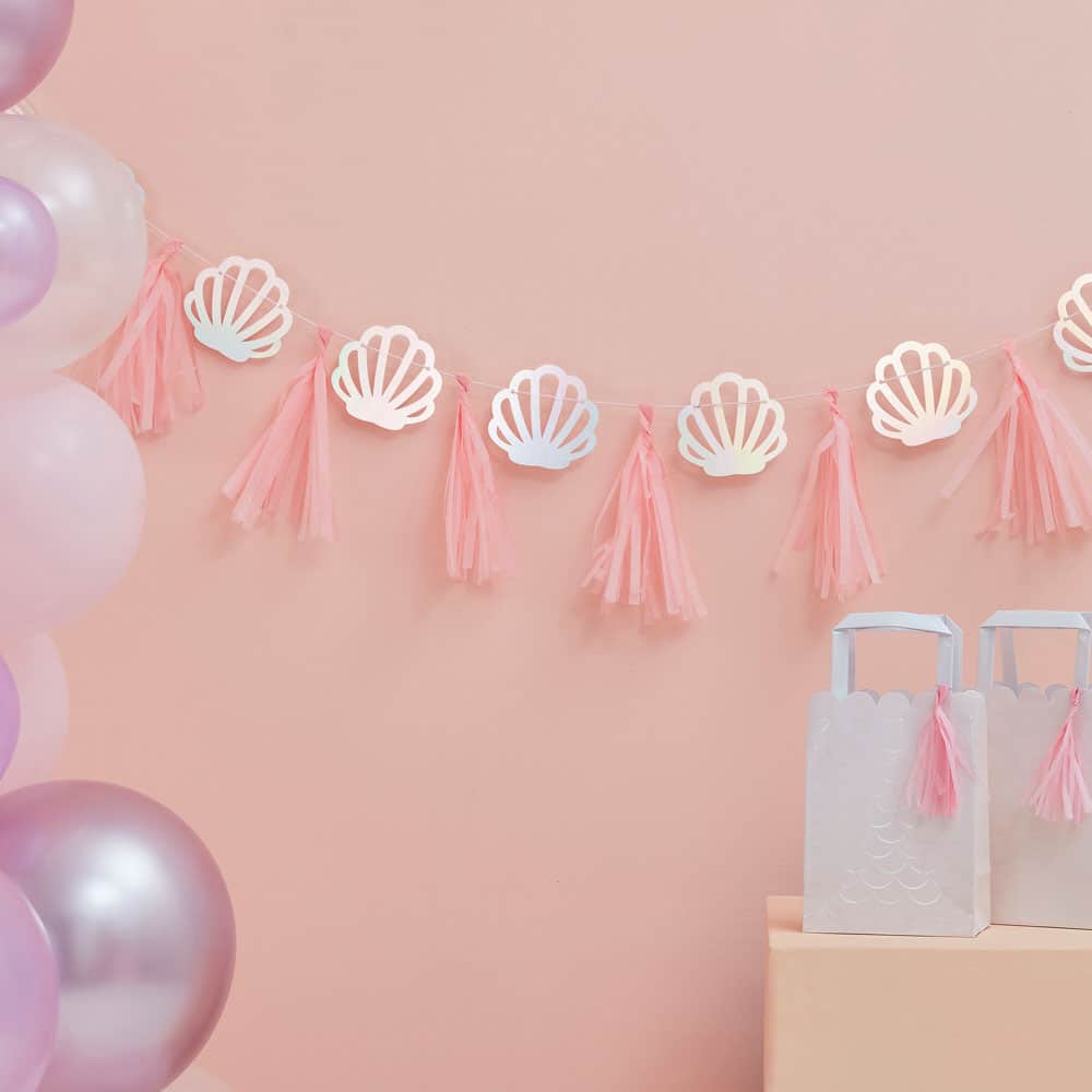 Pink tassels and shell banner