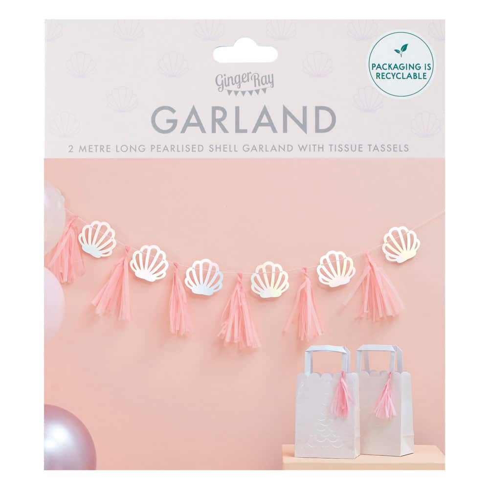 Pink tassels and shell banner